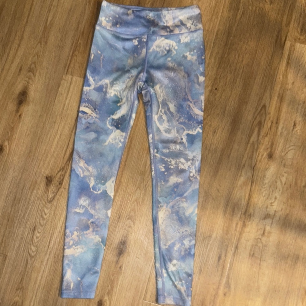 Athleta Girl Blue and Cream Patterned Leggings